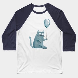 Watercolor cat with balloon Happy Birthday Baseball T-Shirt